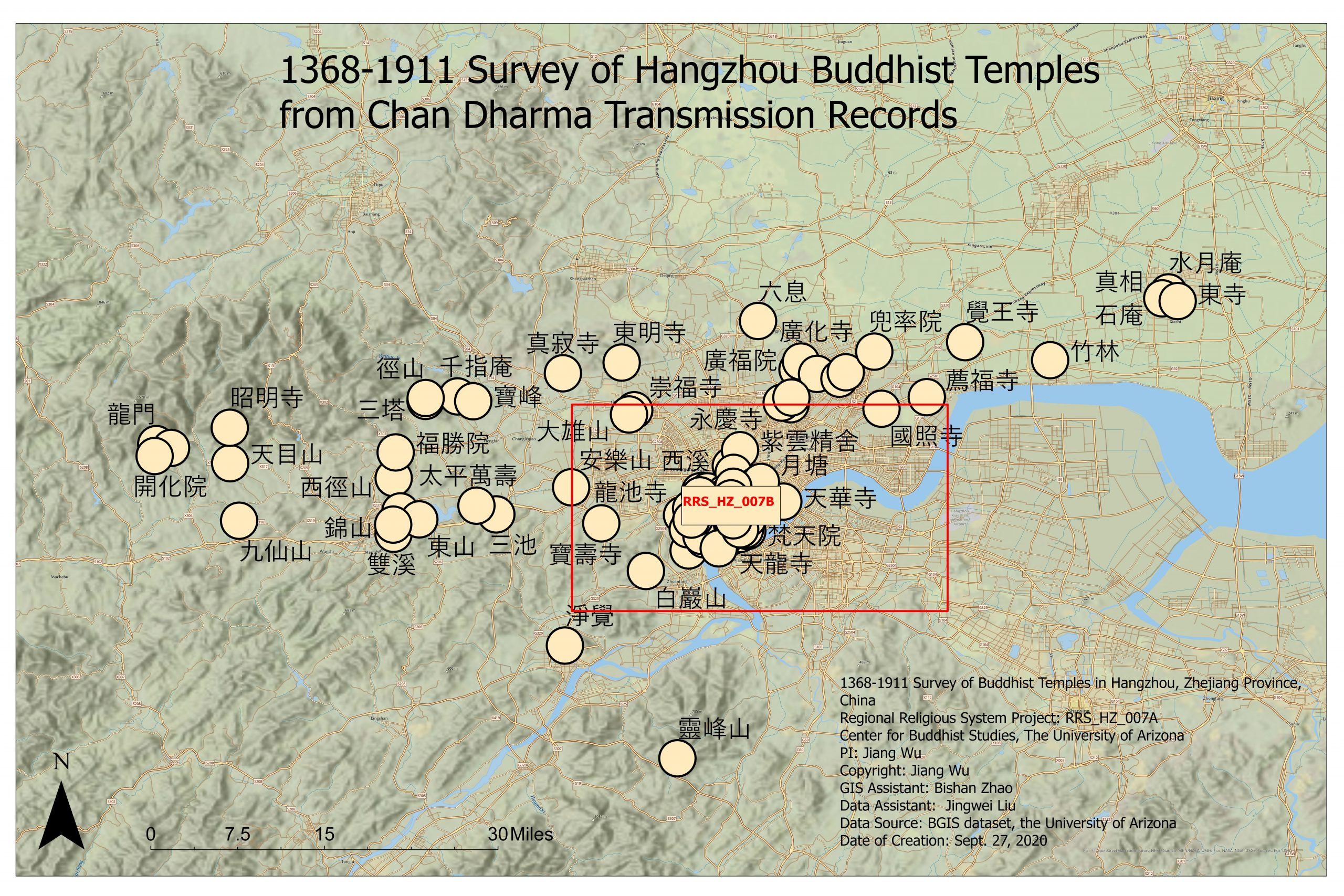 1368-1911 Survey of Hangzhou, Zhejiang Buddhist Temples from Chan Dharma Transmission Records