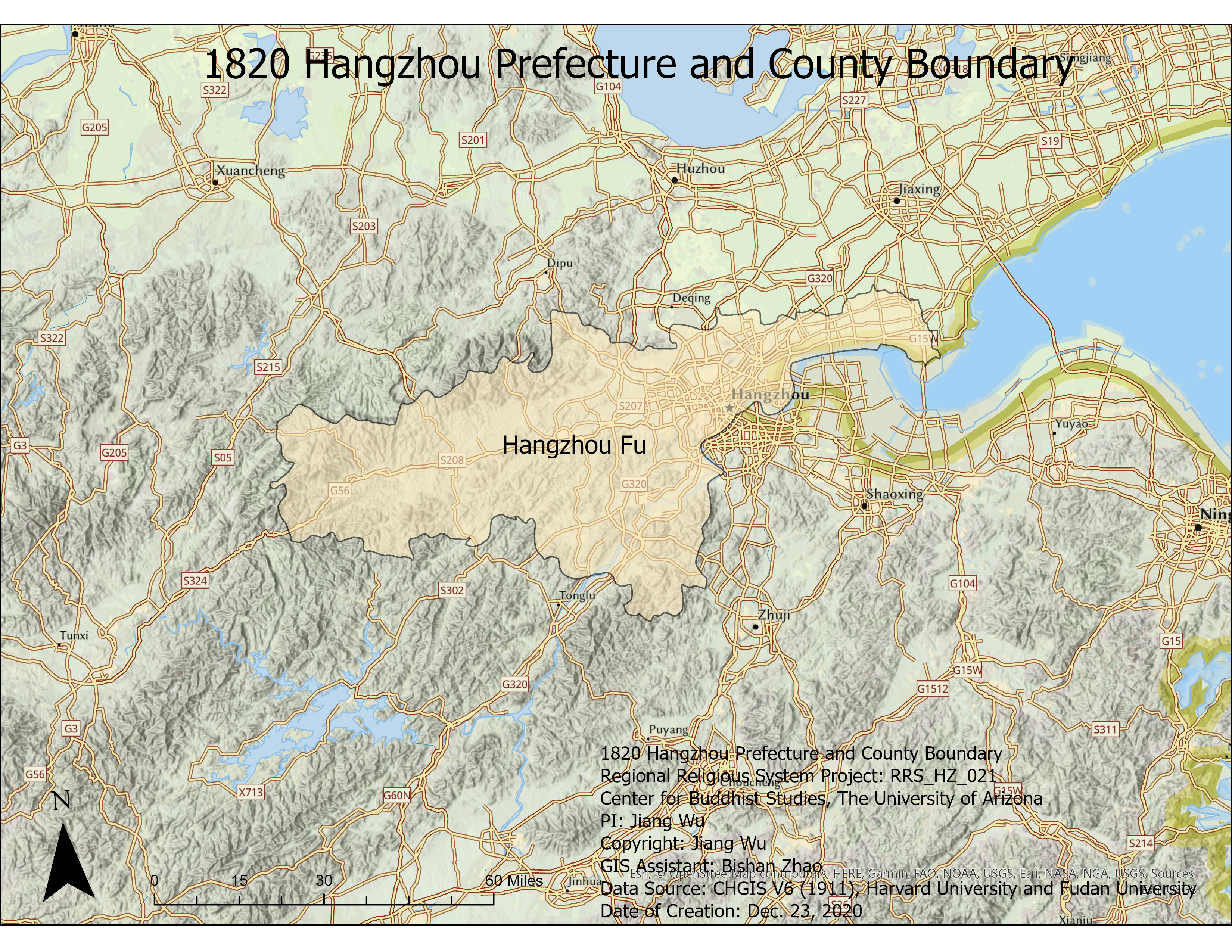 1820 Hangzhou Prefecture and County Boundary