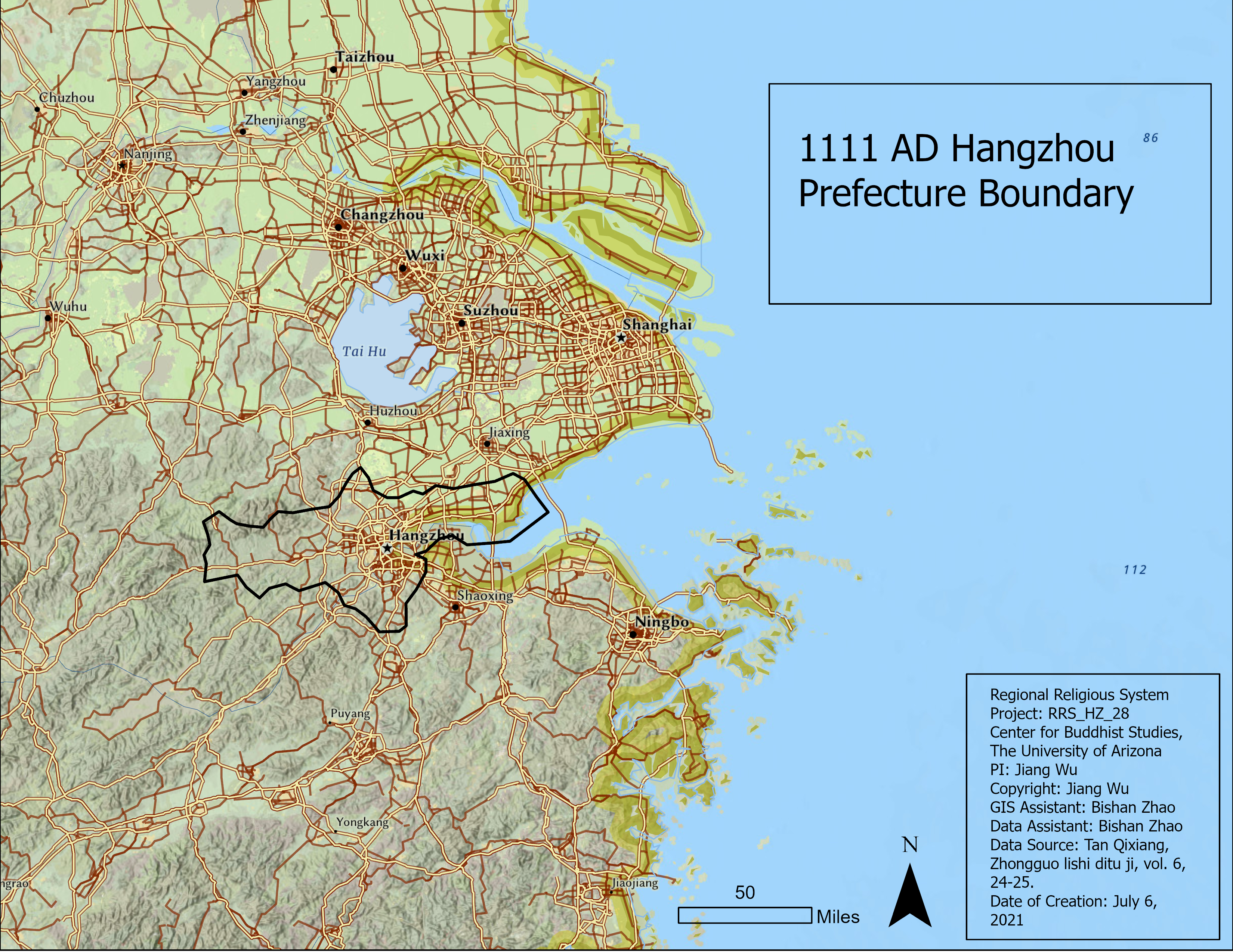 1111 AD Hangzhou Prefecture Boundary