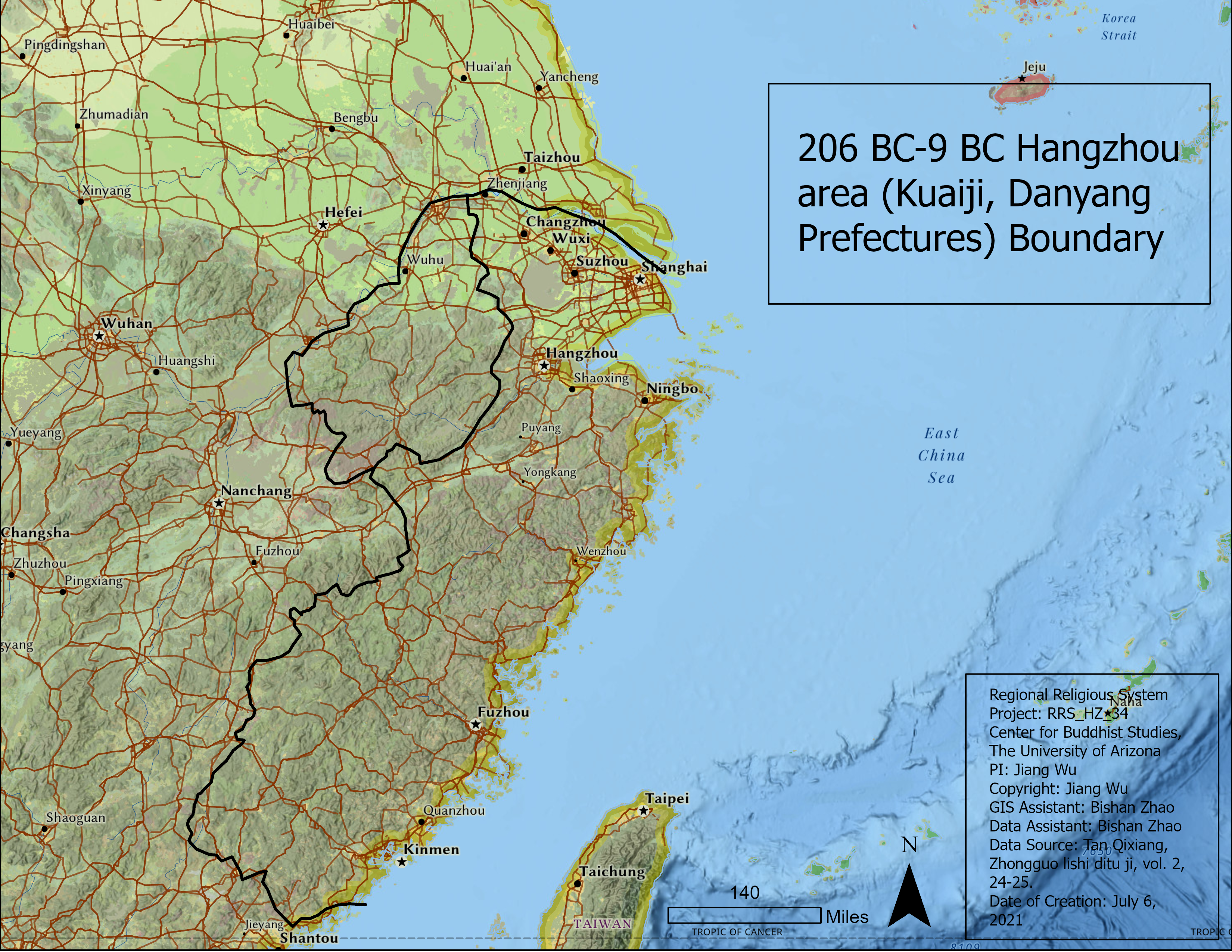 206-9BC Hangzhou area (Danyang prefectures) Boundary